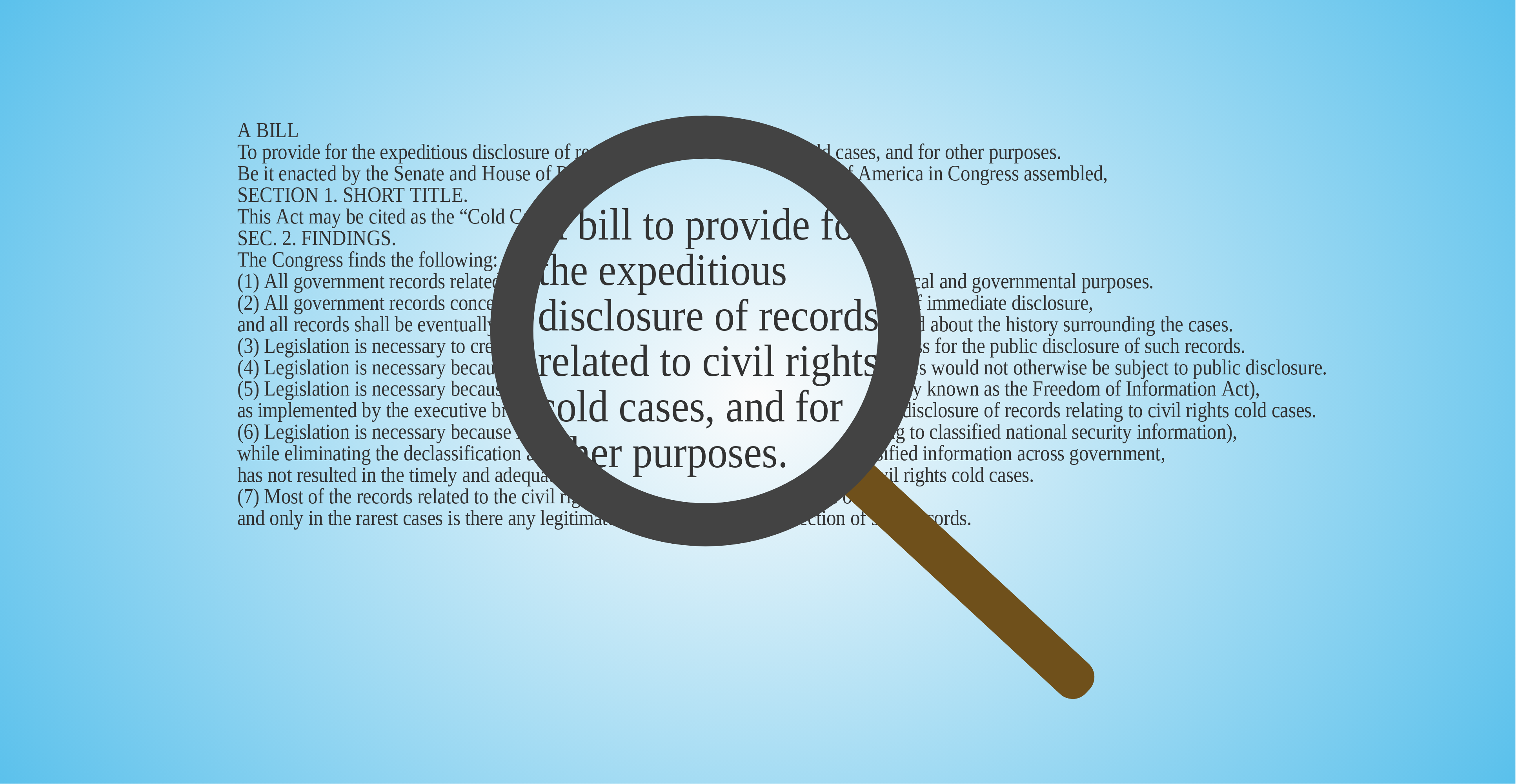 Graphic of magnifying glass over text