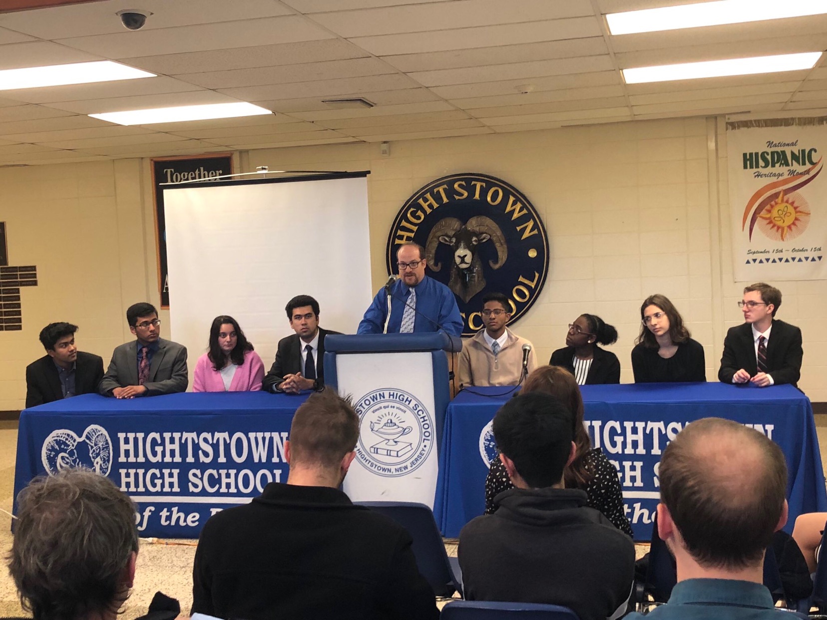 Students hold a panel in Hightstown High School to discuss their work on the Cold Case Act.